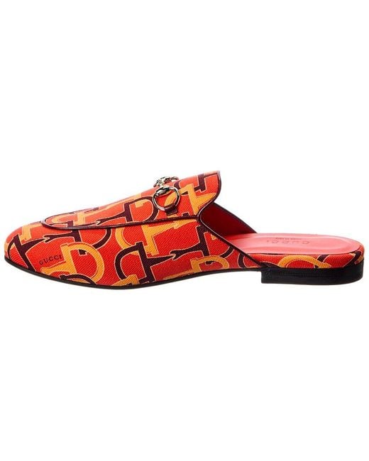 Gucci Red Princetown Canvas Mule