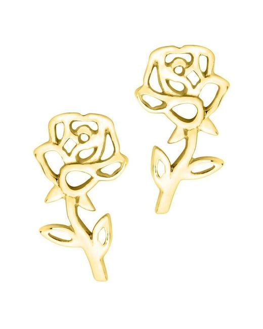 Sterling Forever Metallic 14K Plated Birth Flower Stud Earrings