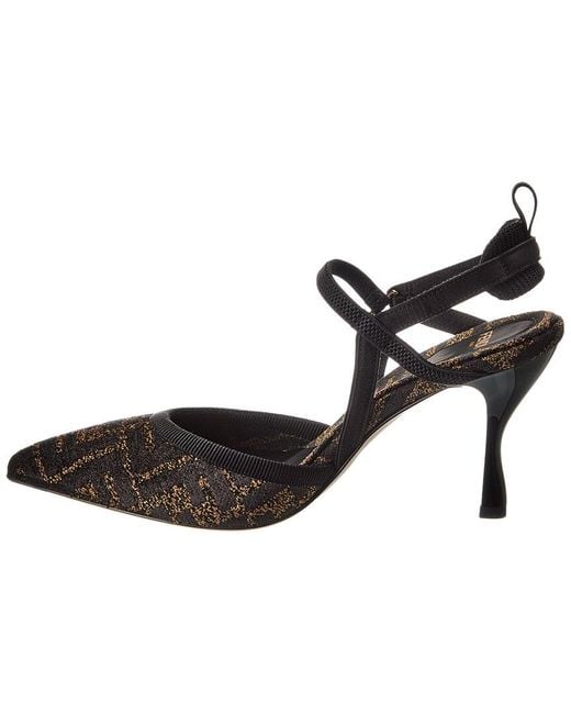 Fendi Black Colibri Ff Jacquard Slingback Pump