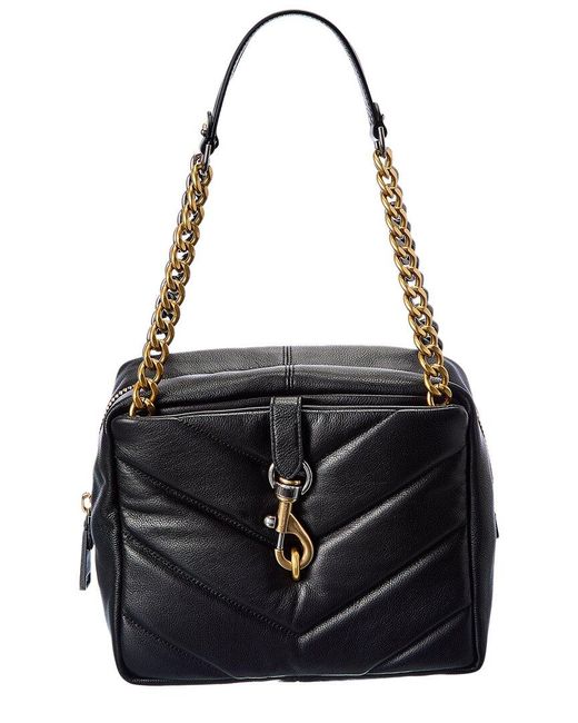 Rebecca Minkoff Edie Maxi Top Zip Leather Shoulder Bag in Black Lyst