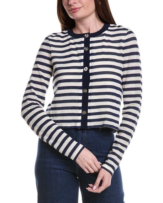 Ramy Brook Blue Cambria Sporty Stripe Cardigan