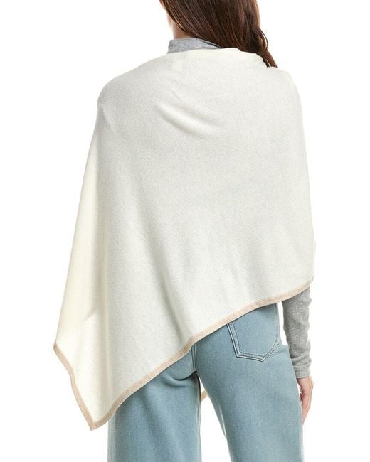 Sofiacashmere White Sofiacashmere Asymmetrical Cashmere-Blend Poncho