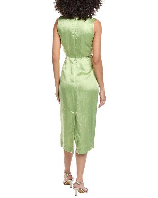 Sandro Green Woven Linen-Blend Dress