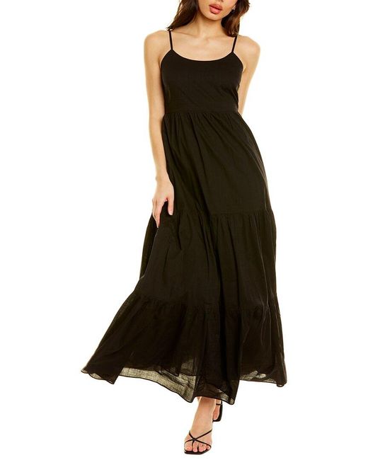 CELINA MOON Cotton Maxi Dress in Black - Save 28% | Lyst