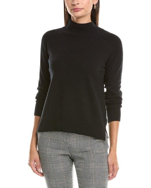 InCashmere Black Mock Neck Cashmere Sweater