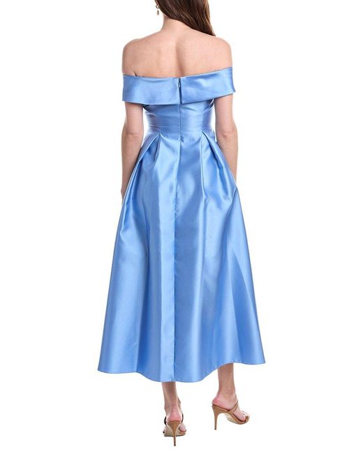 Adrianna Papell Blue Off Shoulder Mikado Dress