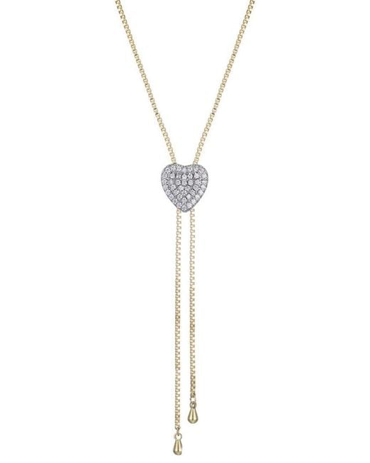 Adornia White 14K Plated Cz Heart Bolo Necklace