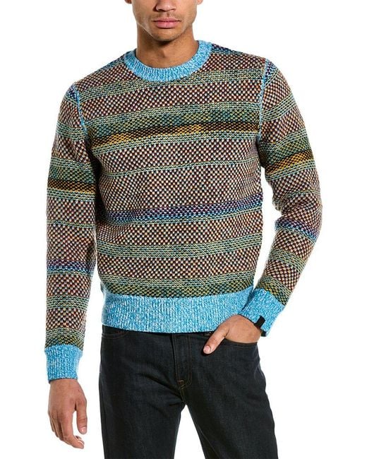 Rag & Bone Gray Reversible Birdseye Wool Crewneck Sweater for men