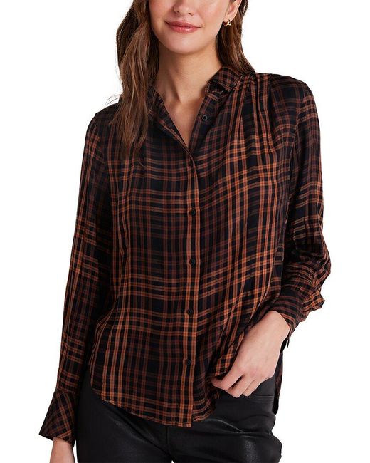 Bella Dahl Brown Pleated Button Down Shirt