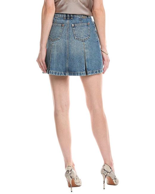 Balmain Blue Vintage Denim Pleated Mini Skirt