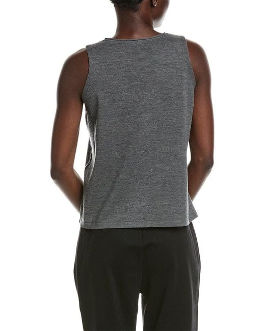 Eileen Fisher Gray Crewneck Wool Shell