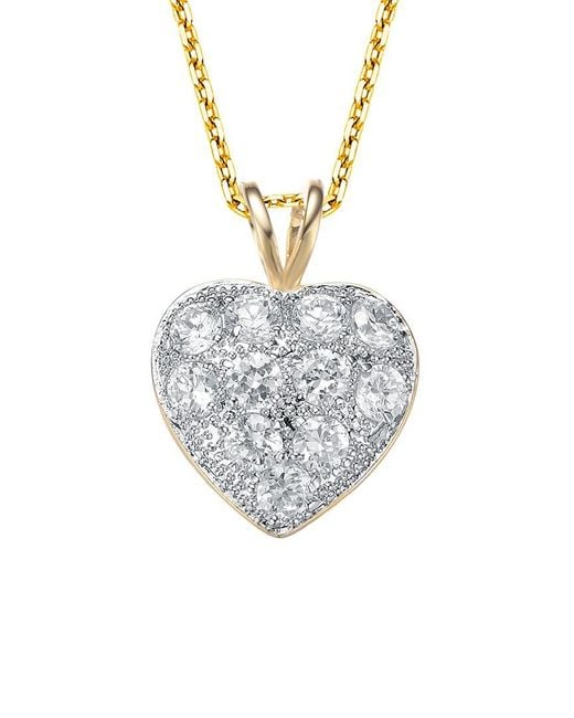 Genevive Jewelry Metallic 14k Over Silver Cz Heart Pendant