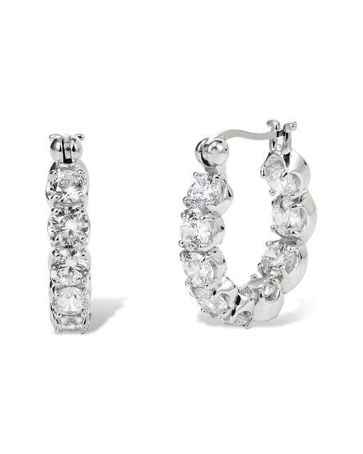 Savvy Cie Metallic Rhodium Plated Cz Chubby Inside-Out Earrings