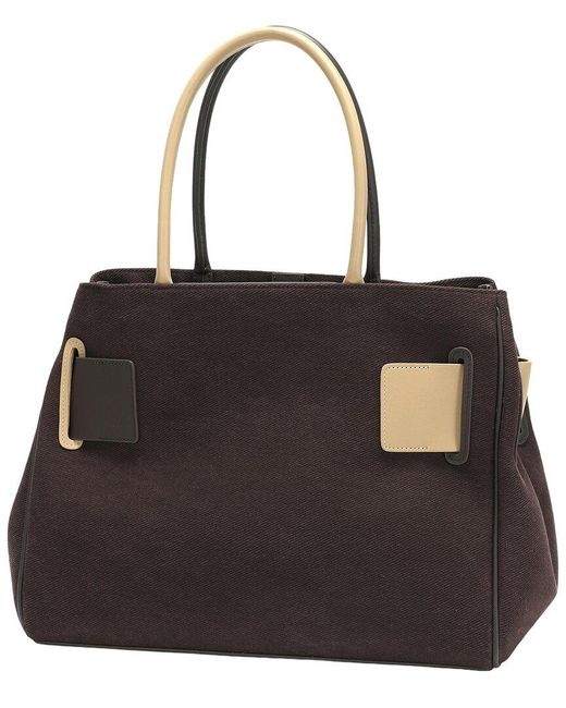 Tiffany & Fred Paris Black Tiffany And Fred Paris Canvas Leather Belted Satchel