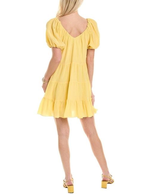 Rebecca Taylor Yellow Textured Silk-blend A-line Dress