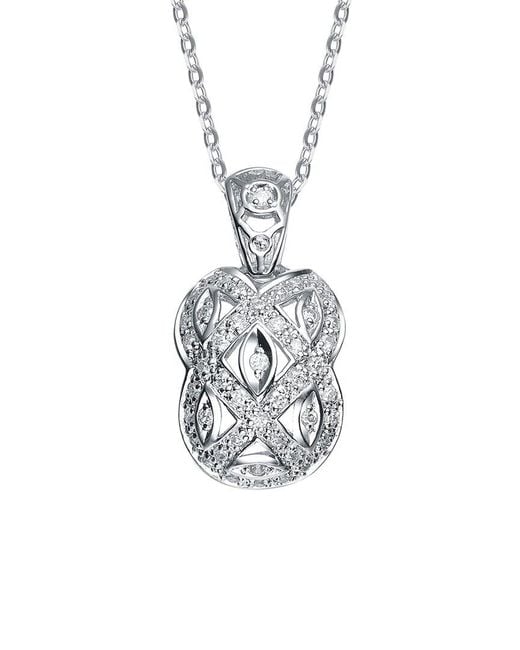 Genevive Jewelry White Silver Cz Pendant