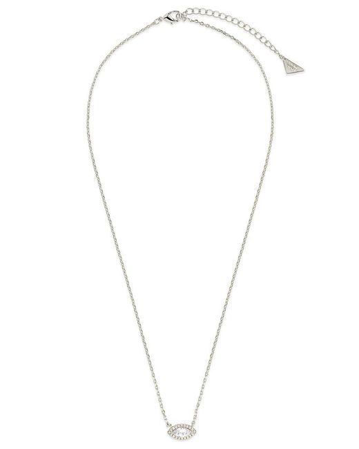 Sterling Forever Metallic Rhodium Plated Cz Jamie Pendant Necklace