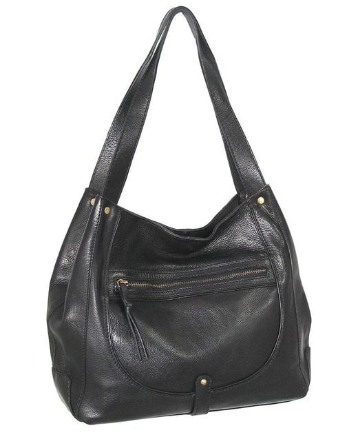 Nino Bossi Black Braylee Hand-Dyed Vintage Leather Satchel