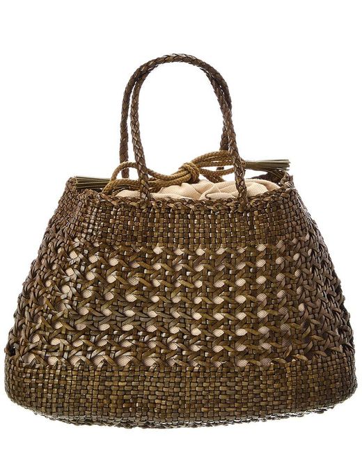 Dragon Diffusion Brown Santa Cano Leather Top Handle Bag