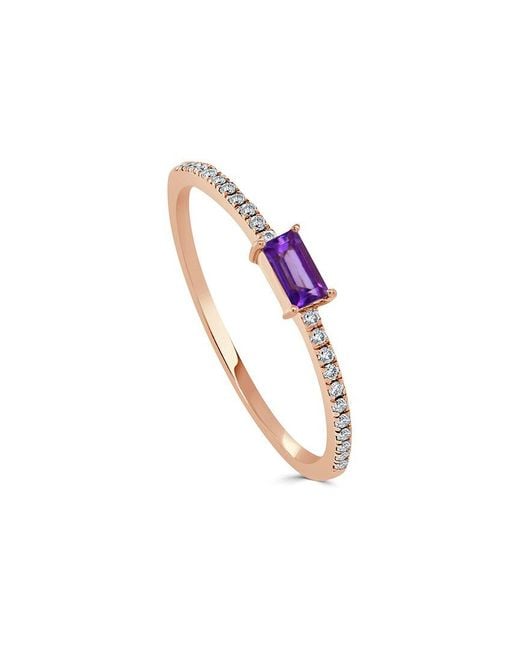 Sabrina Designs White 14k Rose Gold 0.16 Ct. Tw. Diamond & Amethyst Stackable Ring