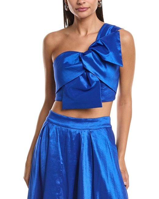 MILLY Blue Laney Bow Cropped Top