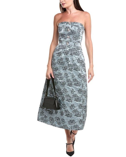 Ganni Blue Jacquard Corsage Dress