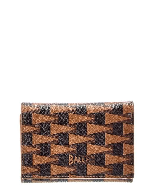 Bally Brown Pennant Leather Card Holder