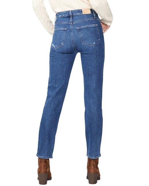 PAIGE Blue Stella Miss Your Distressed Super High Rise Straight Leg Jean