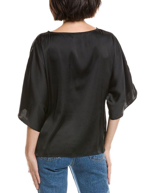 Vince Camuto Black Boatneck Kimono Sleeve Top