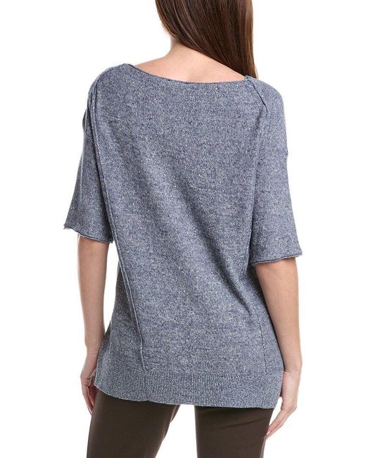 Lafayette 148 New York Gray Relaxed Linen-Blend Pullover