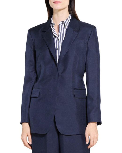 Theory Blue Oversized Silk Blazer