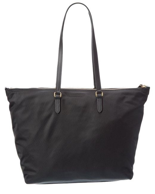 Burberry Black Zip Large Nylon & Leather Tote