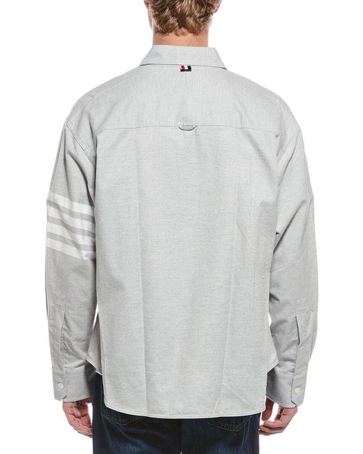 Thom Browne Gray 4 Bar Oversized Shirt for men