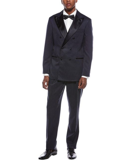 Brunello Cucinelli Blue 2Pc Silk Suit With Pleated Pant for men