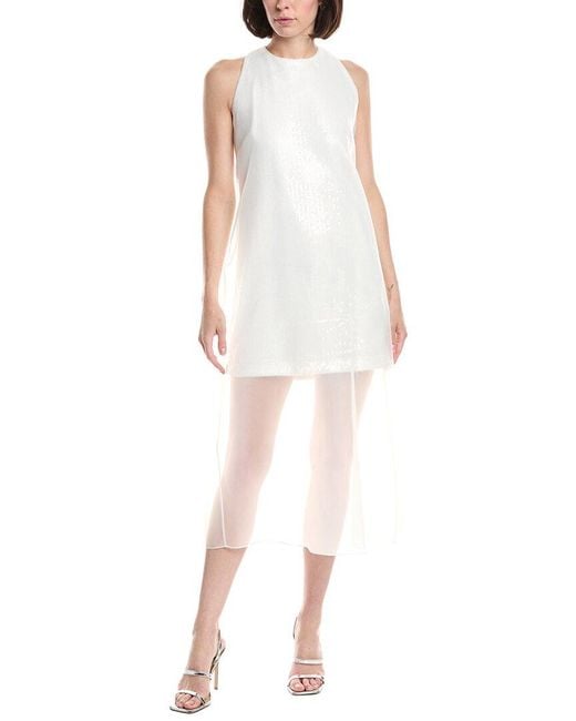 Kenneth Cole White Mini Sheer Overlay Sequin Top