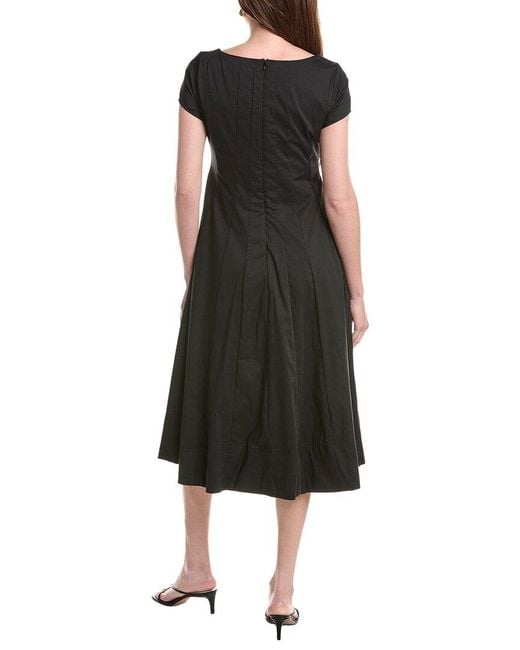 Ellen Tracy Black Stretch Poplin Cap Sleeve Paneled Dress