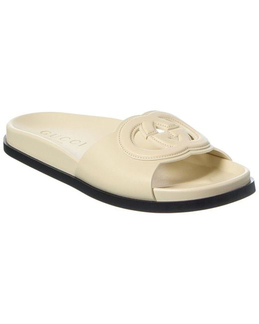 Gucci White Interlocking G Leather Sandal