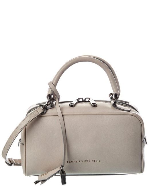 Brunello Cucinelli Gray Leather Satchel