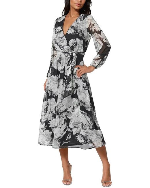 Bebe White Print Wrap Midi Dress
