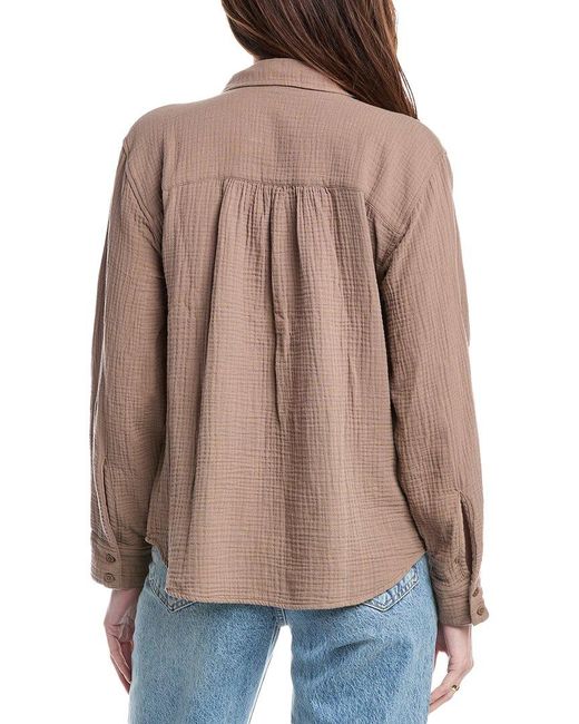 Splendid Brown Amara Pocket Button-Down Shirt