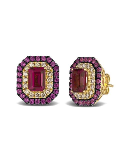 Le Vian Multicolor Le Vian Color On Color 14K 1.46 Ct. Tw. Diamond & Rhodolite Earrings