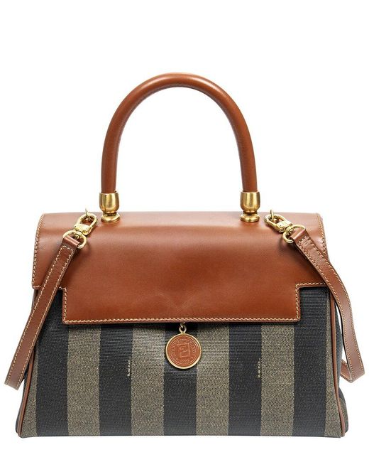 Fendi Brown Canvas Top Handle Bag (Authentic Pre-Owned)