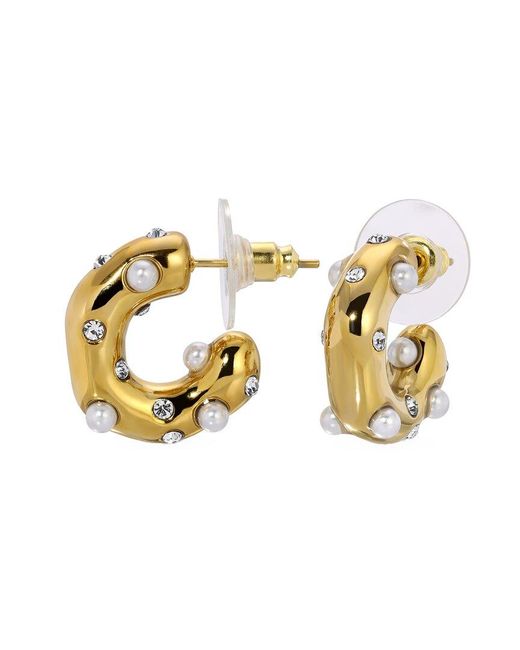 Eye Candy LA Metallic Glass Pearl Hoop Earring