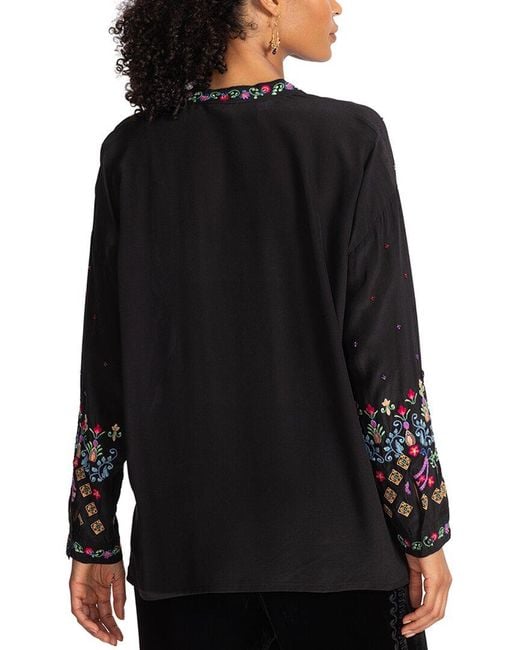 Johnny Was Black Audrey Silk Shirt