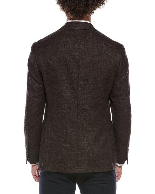 Canali Black Wool, Silk, & Linen-Blazer for men