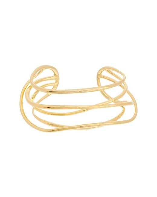 Pandora Metallic Essence 14K Plated Organically Shaped Wired Open Bangle Bracelet