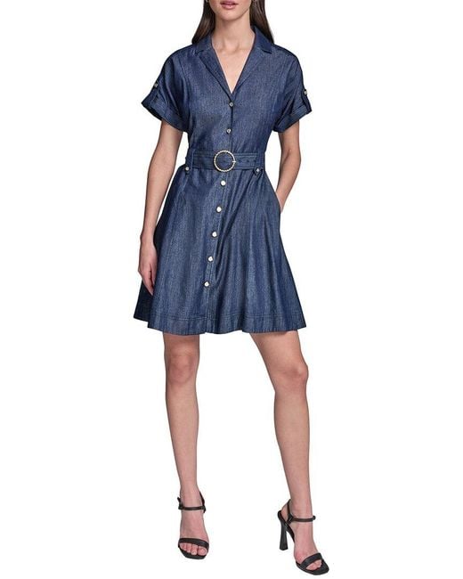 Karl Lagerfeld Blue Denim Shirt Dress
