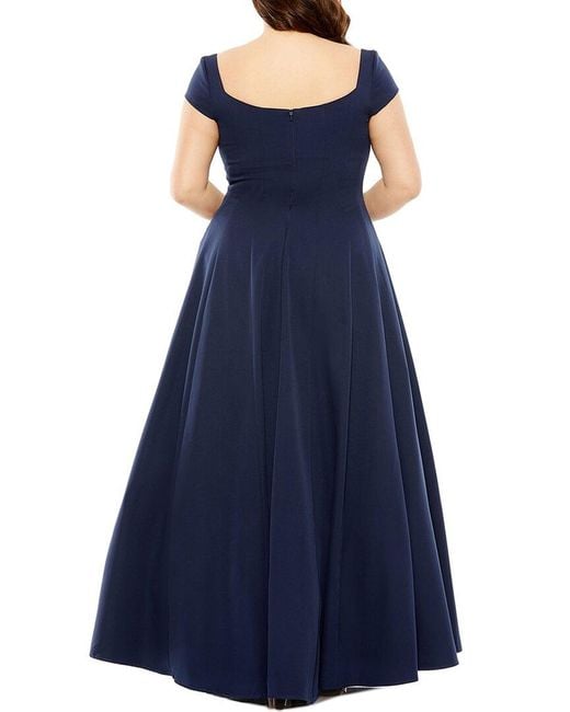 Mac Duggal Blue Plus Cap Sleeve Square Neck Ball Gown