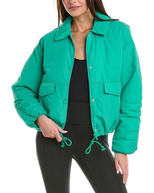 Free People Green Off The Bleachers Coaches Jacket