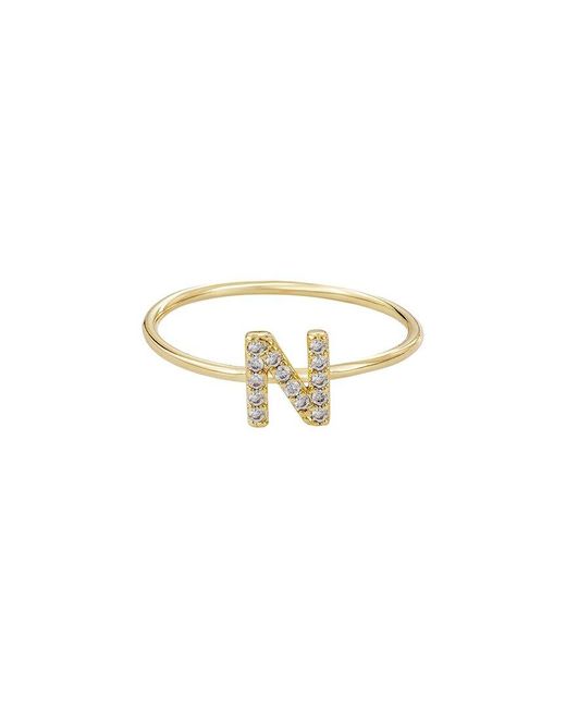 Adornia White 14K Plated Cz Initial Ring